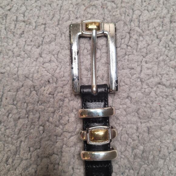 Brighton Belt Medium Black Leather Silver Gold Buckle Accents Western Boho USA - Picture 5 of 7